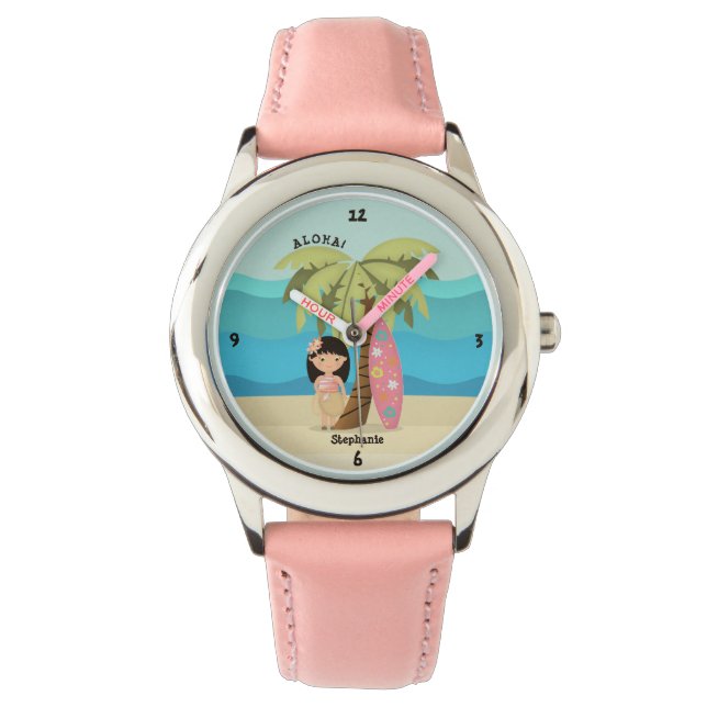 Hawaiian Surfer Girl Armbanduhr (Vorderseite)