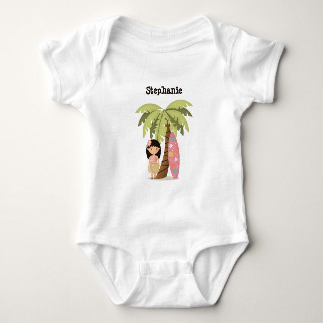 Hawaiian Surfer Girl Baby Strampler (Vorderseite)