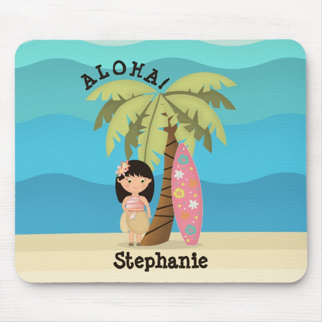 Hawaiian Surfer Girl Mousepad (Vorne)