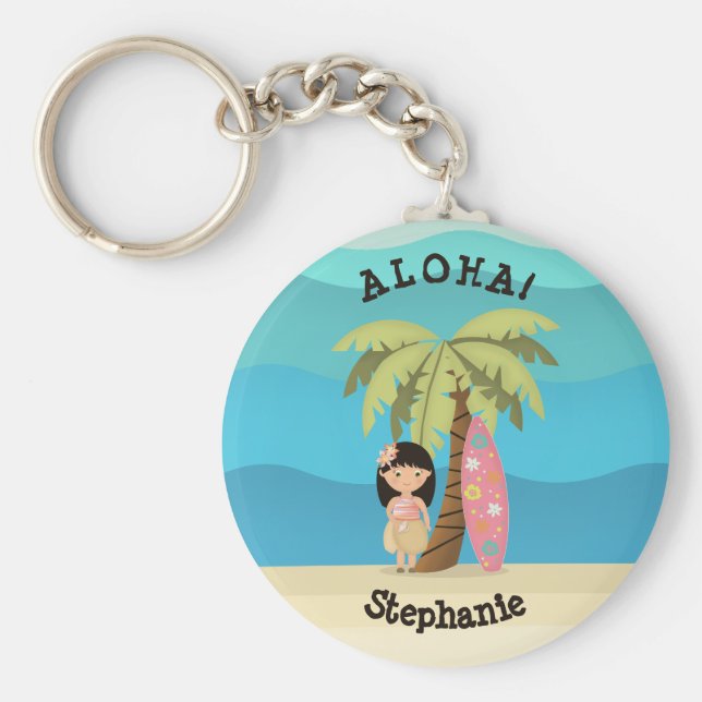 Hawaiian Surfer Girl Schlüsselanhänger (Vorne)
