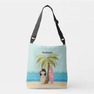 Hawaiian Surfer Girl Tragetaschen Mit Langen Trägern