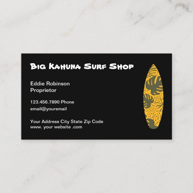 Hawaiian Surfshop Thema Visitenkarte (Vorderseite)