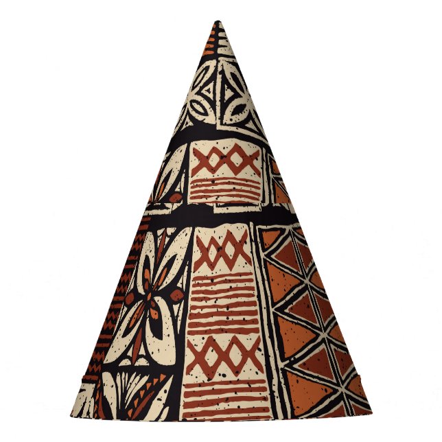 Hawaiian Tapa: Stammes-Patchwork Partyhütchen (Vorderseite)