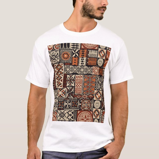 Hawaiian Tapa: Stammes-Patchwork T-Shirt (Vorderseite)