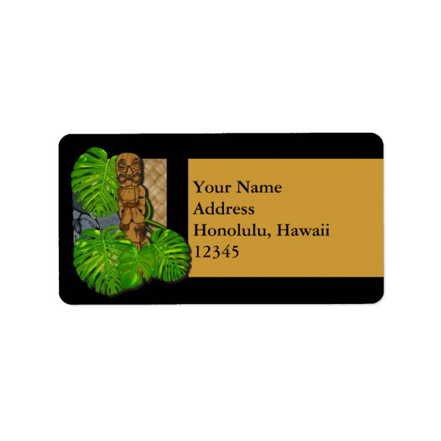 Hawaiian Tiki Lauhala Label Adressaufkleber (Vorne)
