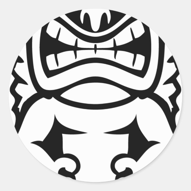 Hawaiian Tiki Masask Gott Runder Aufkleber (Vorderseite)