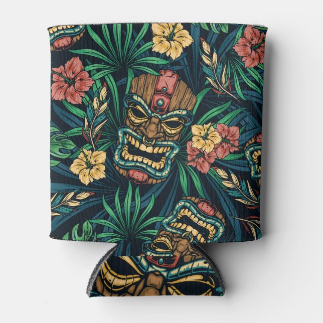 Hawaiian Tiki Mask tropisches Muster Dosenkühler (Vorderseite)