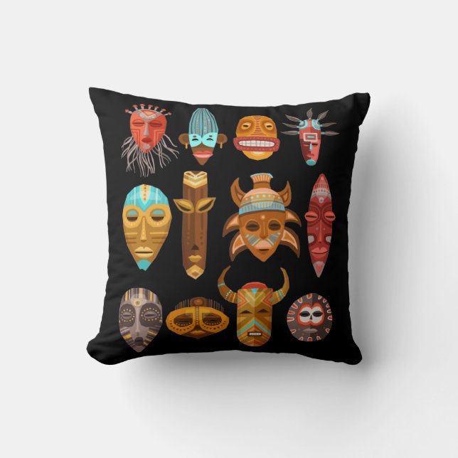 Hawaiian Tiki Masks Totems Hawaii Kissen (Vorderseite)