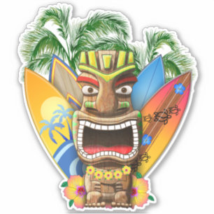 Hawaiian Tiki Surfing Aufkleber
