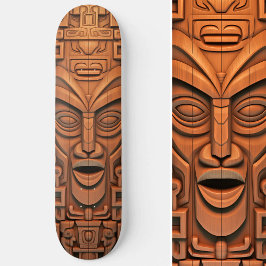 Hawaiian Totem Tiki Mask Holzkunst Skateboard