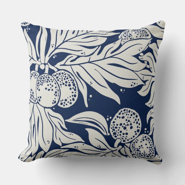 Hawaiian Tropical breadfruit ulu in indigo Kissen (Vorderseite)