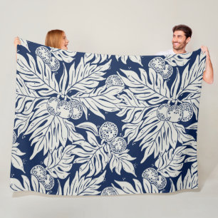 Hawaiian Tropical Brotfrucht ulu in indigoblau Fleecedecke