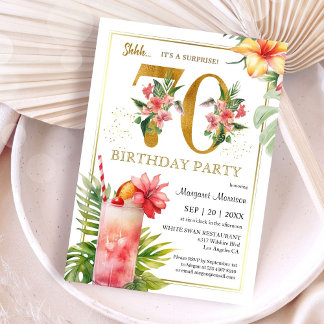 Hawaiian Tropical Cocktail Party zum 70. Geburtsta Einladung