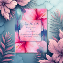 hawaiian tropical floral hibiscus save the date