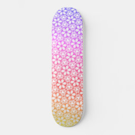 Hawaiian Tropical Floral Ombre Kaleidoscope Skateboard