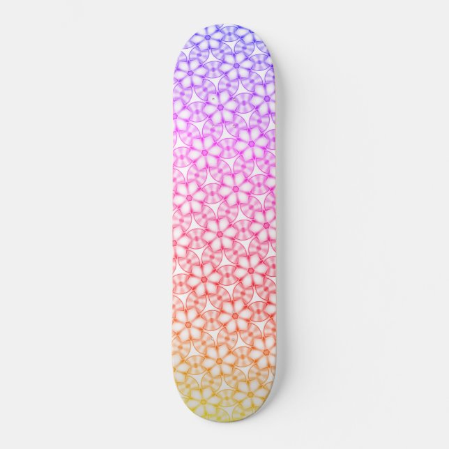 Hawaiian Tropical Floral Ombre Kaleidoscope Skateboard (Vorderseite)