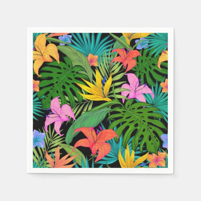 Hawaiian Tropical Floral Palm Blätter Serviette (Vorderseite)