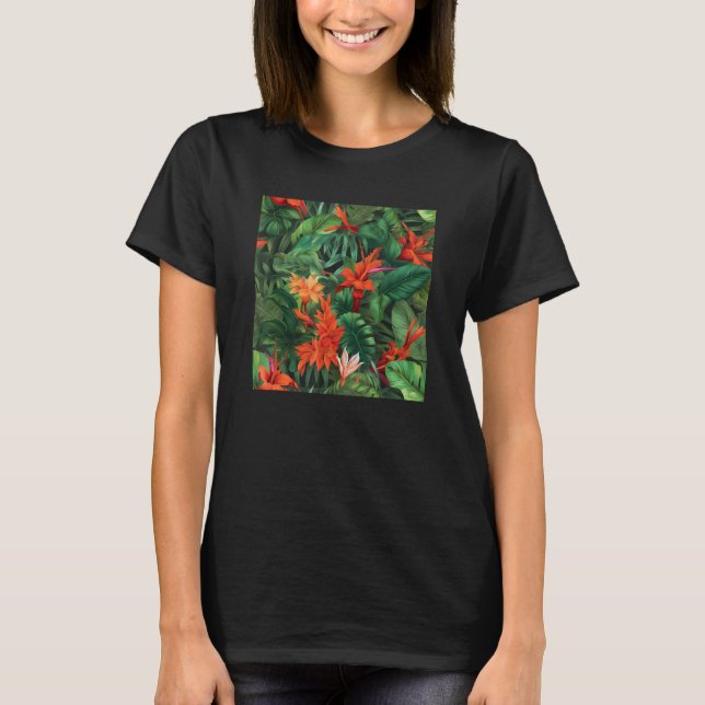 Hawaiian Tropical Flower Leaf Pattern Beach Vacati T-Shirt (Vorderseite)