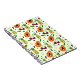 Hawaiian Tropical Fruit Pattern Cream Notebook Notizblock