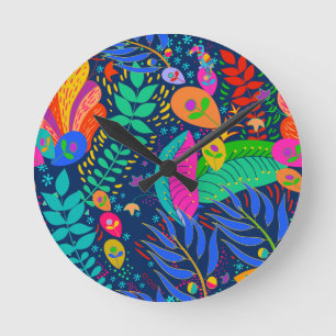 Hawaiian Tropical Jungle Runde Wanduhr