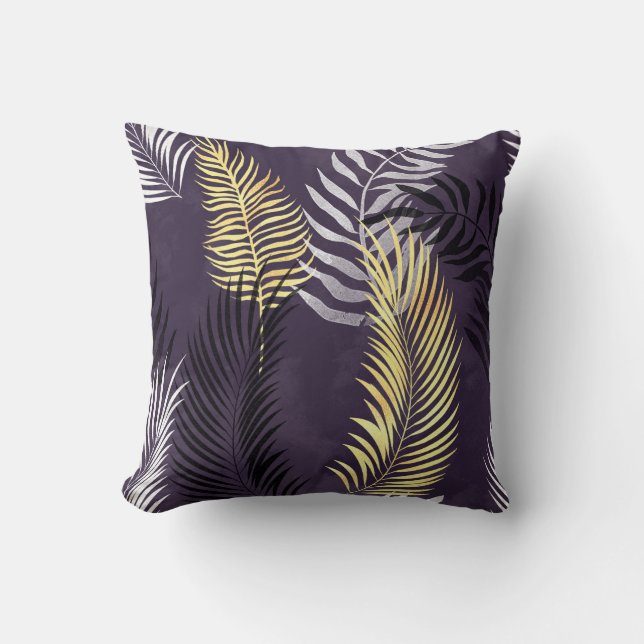 HAWAIIAN TROPICAL LILA FERN PILLOW KISSEN (Vorderseite)