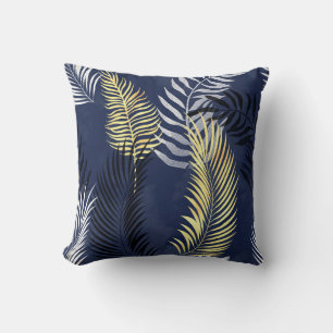 HAWAIIAN TROPICAL NAVICAL BLUE FERN PILLOW  KISSEN