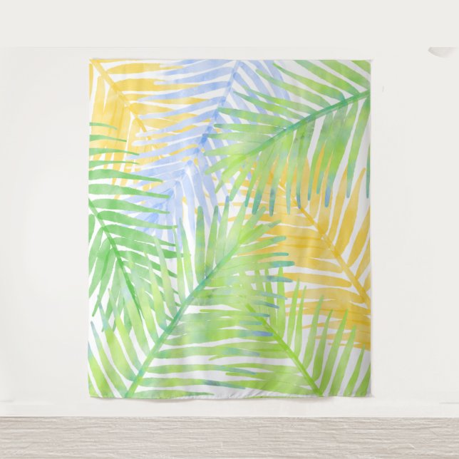 Hawaiian Tropical Palm Blätter Party Hintergrund Wandteppich (Vorderseite)
