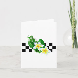 Hawaiian Tropical Plumeria Frangipani Checkerboard Karte