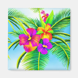 Hawaiian Tropical Seamless Pattern Magnet