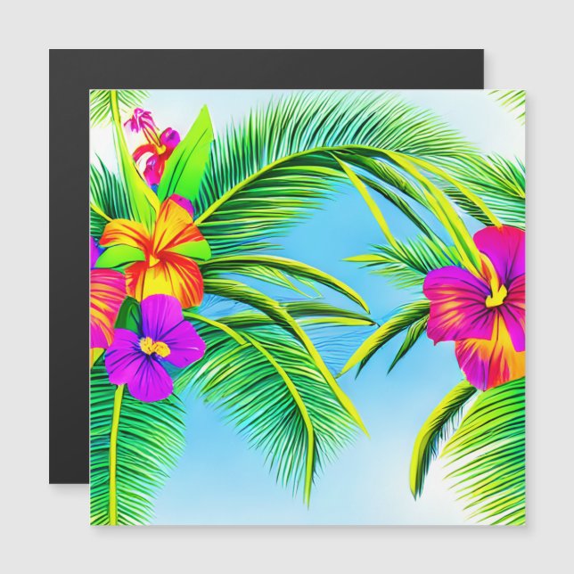 Hawaiian Tropical Seamless Pattern Magnetkarte (Vorne/Hinten)