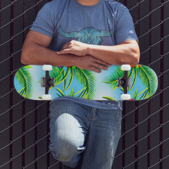 Hawaiian Tropical Seamless Pattern Skateboard (Außenbereich 3)