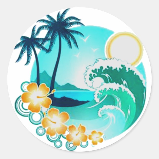 HAWAIIAN TROPICAL SURART RUNDER AUFKLEBER (Vorderseite)
