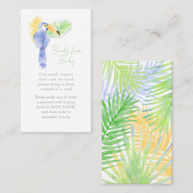 Hawaiian Tropical Toucan Babydusche Buchanforderun Begleitkarte (Vorne/Hinten)