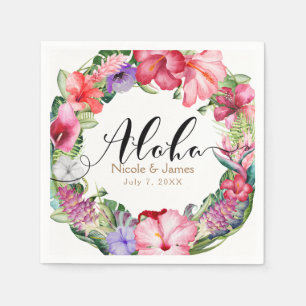 Hawaiian-Tropischer Blumengirlande Luau Hochzeitsf Serviette