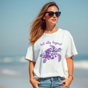 Hawaiian Turtle Turt ally Tropical Lila T-Shirt