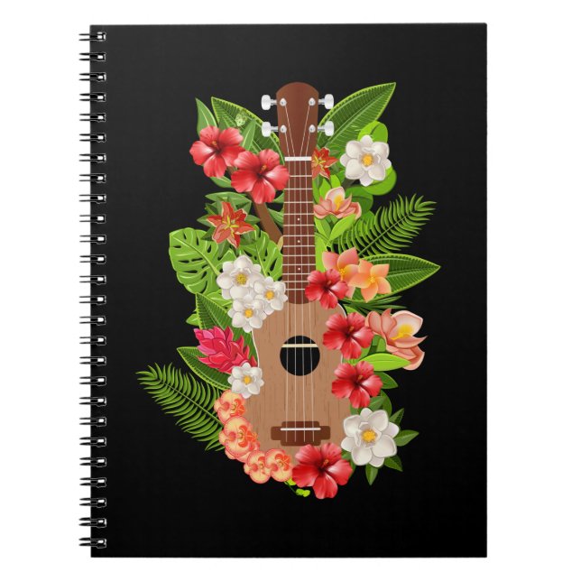 Hawaiian Ukulele Guitar Blume Hawaii Notizblock (Vorderseite)