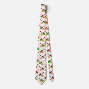 Hawaiian Ukulele Hibiskus Blume Floral Krawatte