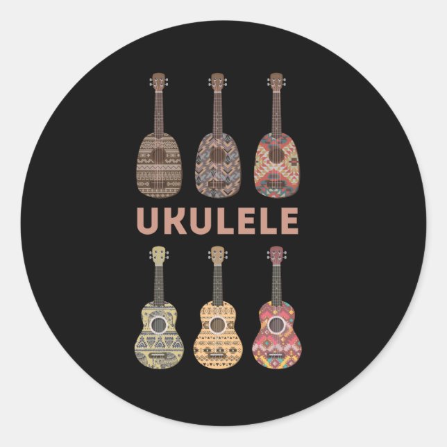 Hawaiian Ukulele Typen von Musikinstrumenten Runder Aufkleber (Vorderseite)