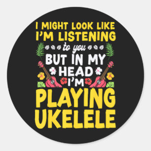Hawaiian Ukulele Uke Ich könnte aussehen, als wäre Runder Aufkleber