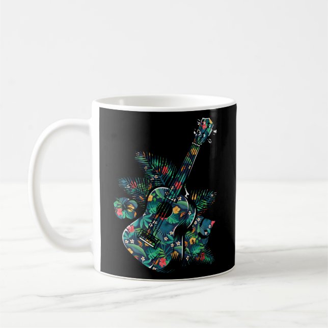 Hawaiian Ukulele Uke Tropische Blume Floral Kaffeetasse (Links)