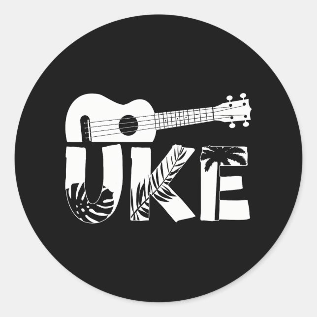 Hawaiian Ukulele Uke Uke Runder Aufkleber (Vorderseite)