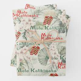 Hawaiian White Orchid Mele Kalikimaka Geschenkwrap Geschenkpapier Set