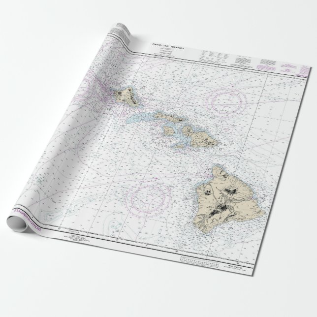 Hawaiianinseln — nautische Übersicht 1904 Geschenkpapier (Ungerollt)