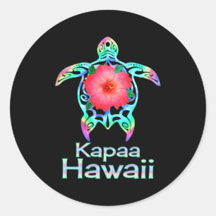 Hawaiianisch farbenfrohe Meeresschildkröte Kapaa H Runder Aufkleber