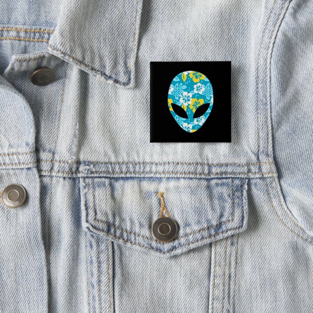 Hawaiianische Alien Head - Funny Alien Button (Beispiel)