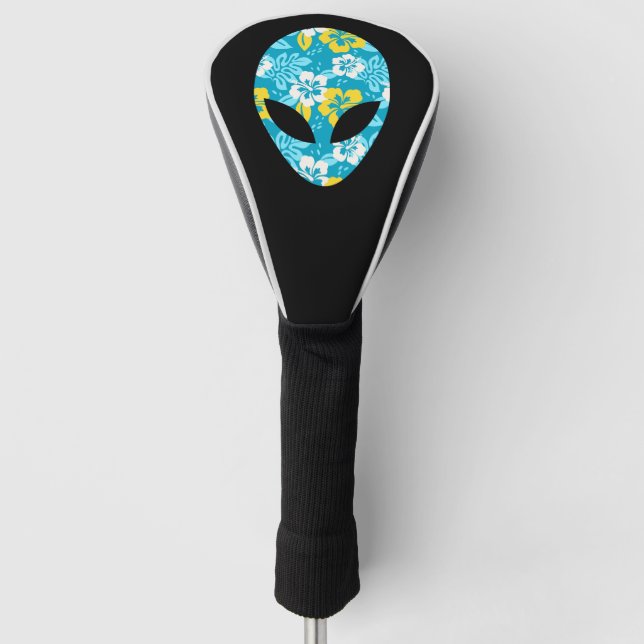 Hawaiianische Alien Head - Funny Alien Golf Headcover (Vorderseite)