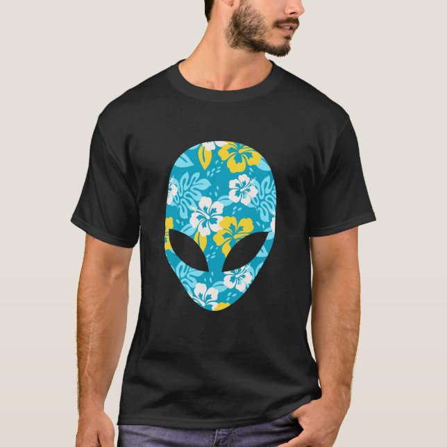 Hawaiianische Alien Head - Funny Alien T-Shirt (Vorderseite)