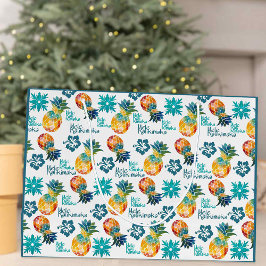 Hawaiianische Ananas und Hibiskus Mele Kalikimaka Große Geschenktüte