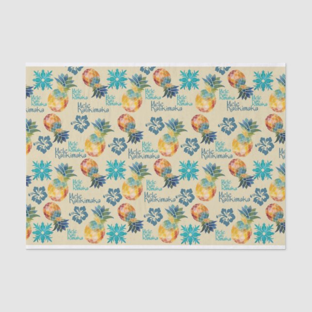 Hawaiianische Ananas und Hibiskus Mele Kalikimaka  Seidenpapier (Vorderseite)