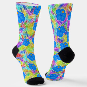 Hawaiianische Blaue Blumen Socken